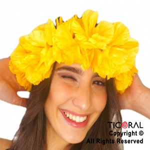 VINCHA TIARA HAWAIANA GRANDE FLUO AMARILLA x 1